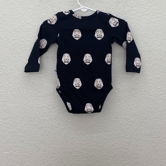 Carlijnq Lions Head Black Organic Cotton Bodysuit Infant Baby size 3-6 Month NEW - Picture 10 of 10